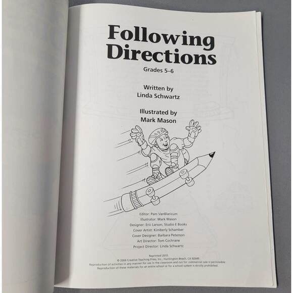 Following Directions Grades 5-6 Workbook Linda Schwartz Skill Building PB Book - Picture 2 of 16